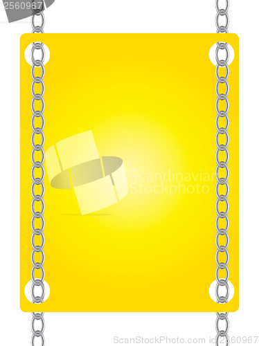 Image of Card hanging on two chains 