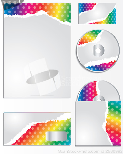 Image of Rainbow colored torn paper business set 