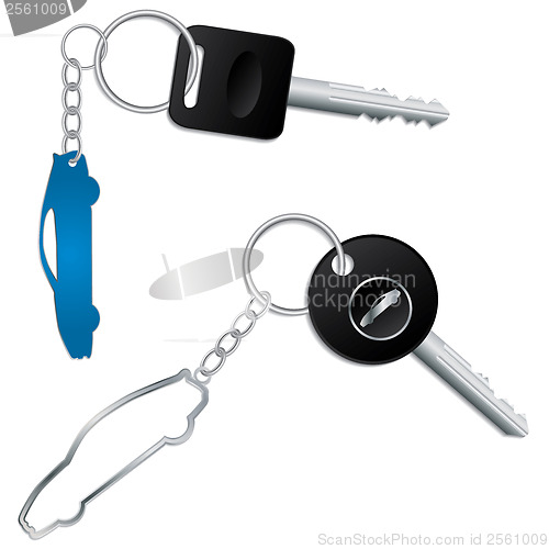 Image of Keys with car shaped keyholders 