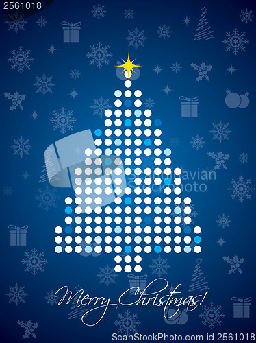 Image of Blue and white dotted christmas card 