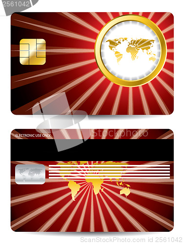 Image of Golden map and ring credit card design 