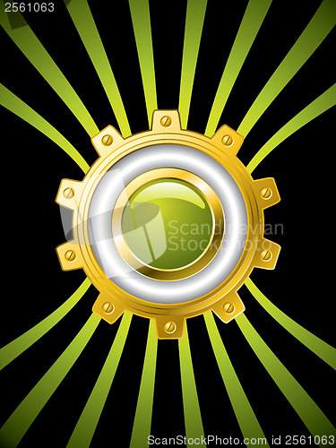 Image of Golden cogwheel with button 