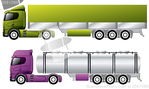 Image of European trucks with trailers 