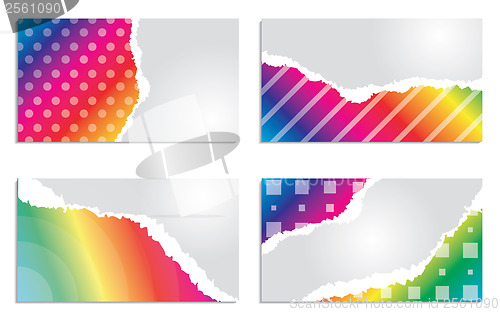 Image of Rainbow colored business card set 