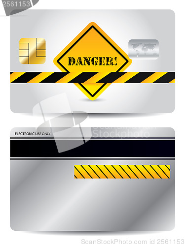 Image of Credit card with danger sign 