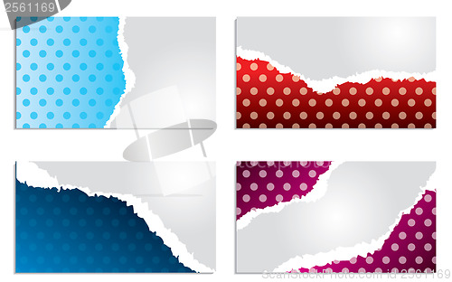 Image of Torn dotted business card set 