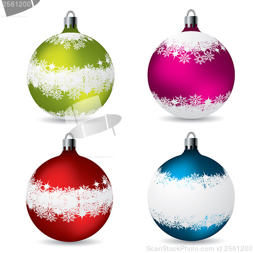 Image of Christmas decorations with snow effect 