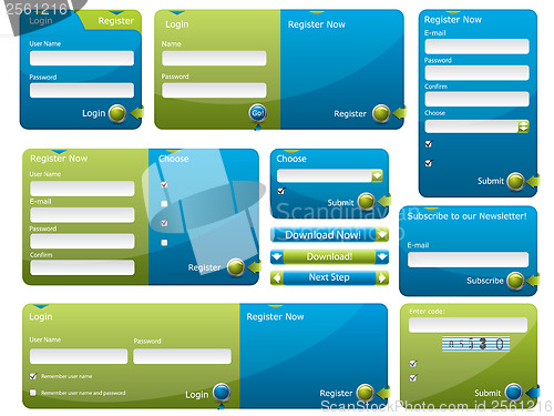 Image of Blue and green web form template 