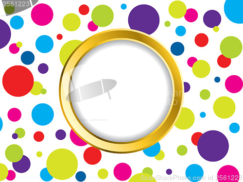 Image of Colorful dotted backdrop with golden ring 