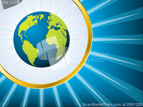 Image of Shining globe in golden ring 