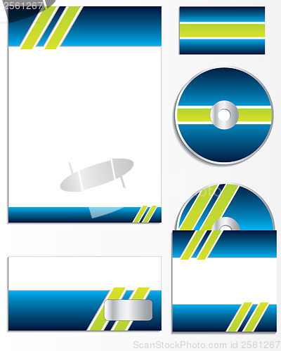 Image of Green striped blue business set 