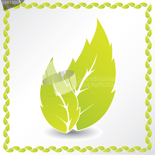 Image of Ecological background with leaf frame 