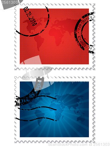 Image of Stamps with world map designs 