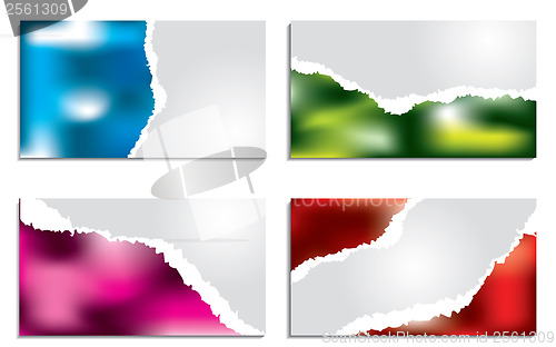 Image of Torn color business card set 