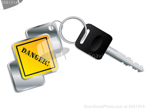 Image of Cool yellow-metallic keyholder with key 