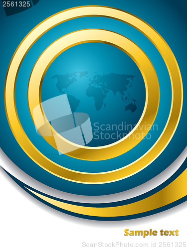 Image of Blue map brochure with gold rings 