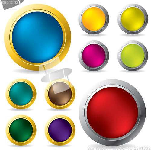 Image of Glossy gold and silver framed buttons 