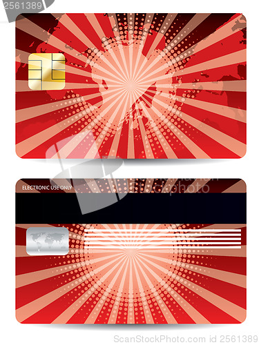 Image of Red credit card design with map