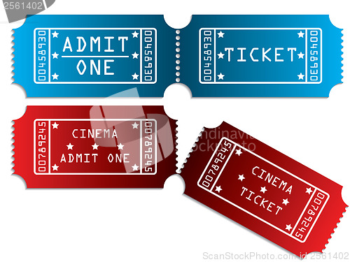 Image of Various tickets in red and blue