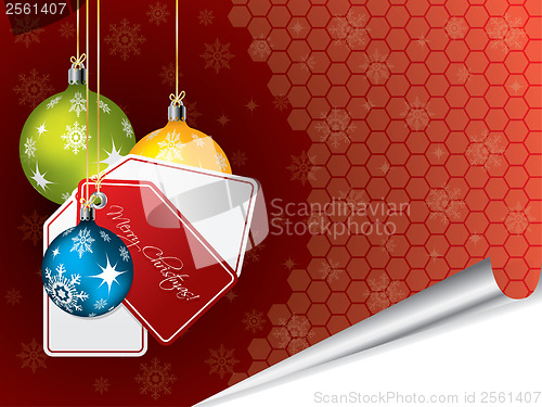 Image of Christmas background with decorations and labels