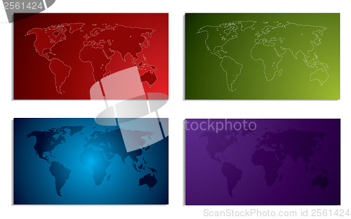 Image of World map business card set