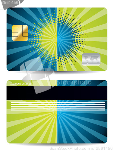 Image of Halftone with burst credit card design 