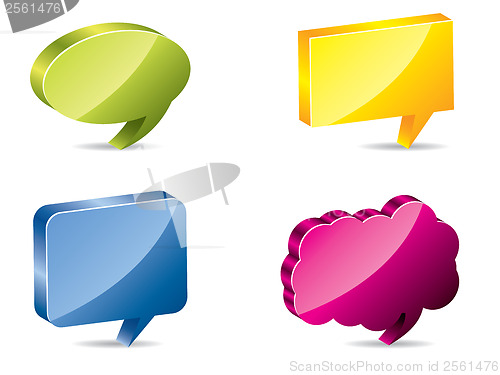 Image of Various colored 3d speech bubbles 