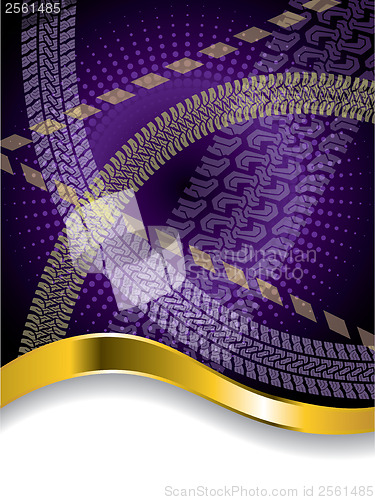Image of Various tire treads on purple backdrop 