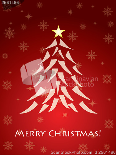 Image of Red christmas card with tree 