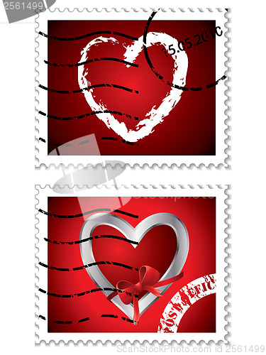 Image of Red stamps with love symbol 