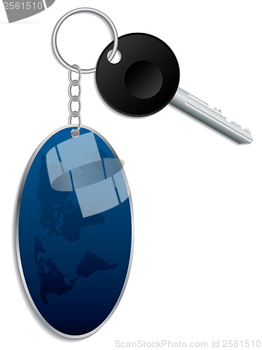 Image of World map keyholder with key 