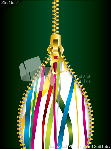 Image of Opening zipper with ribbons 