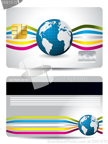 Image of Credit card design with waves and globe 