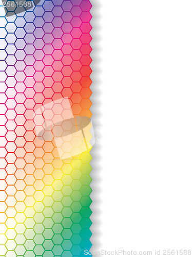 Image of Fading hexagons in rainbow background 