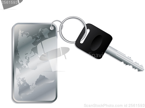 Image of Key with steel map keyholder 