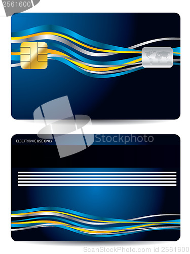 Image of Ribbons on blue credit card 