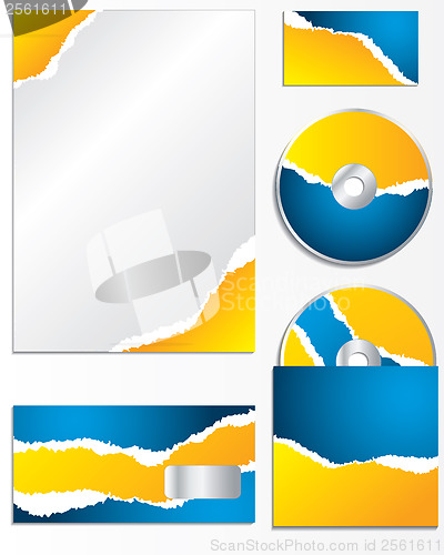 Image of Blue and orange torn business template 