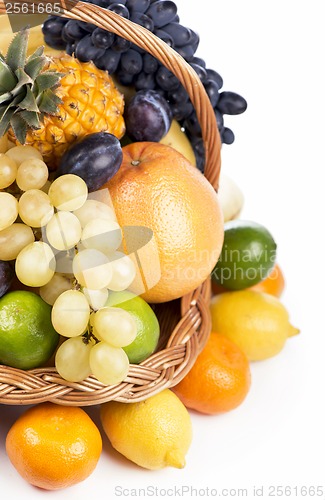 Image of Fresh fruit in a wicker basket