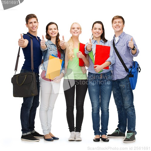 Image of group of smiling students showing thumbs up