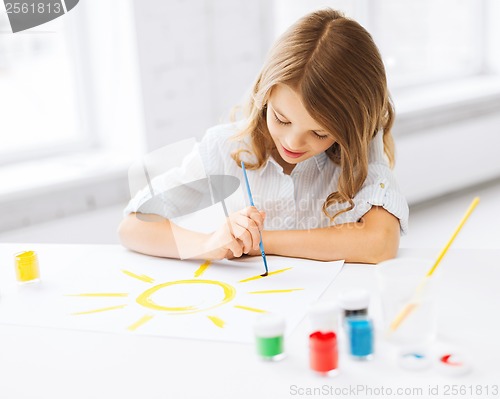 Image of little girl painting picture