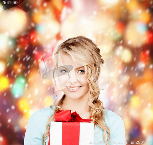 Image of happy woman with gift box
