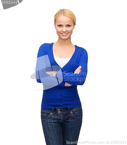 Image of smiling young woman in casual clothes