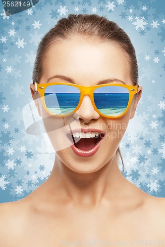 Image of happy screaming teenage girl in shades