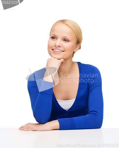 Image of happy woman dreaming