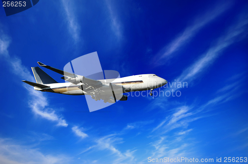 Image of Jumbojet and blue sky