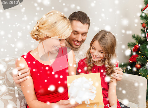 Image of happy family opening gift box