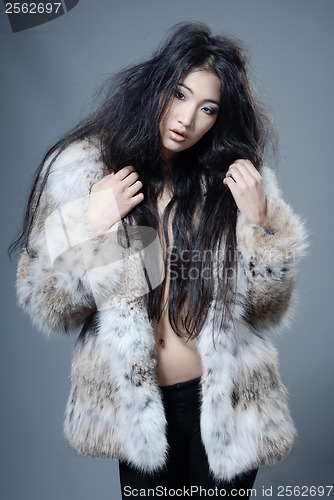 Image of Asian beauty in fur coat