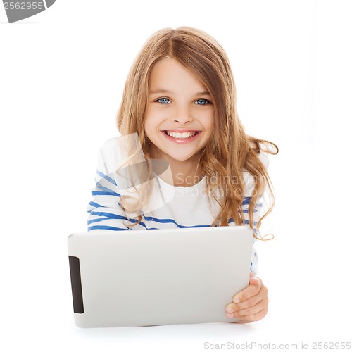 Image of smiling student girl with tablet pc computer