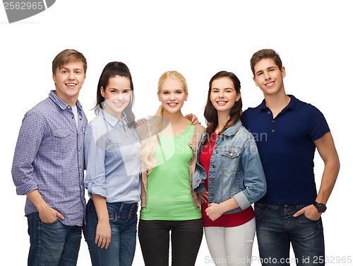 Image of group of standing smiling students