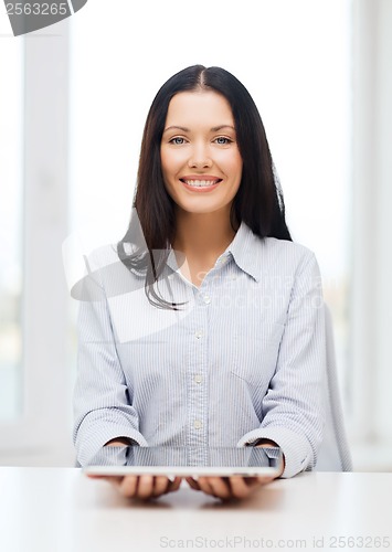 Image of businesswoman or student with tablet pc comuter